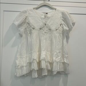 Free People Harrison White Ruffle Blouse